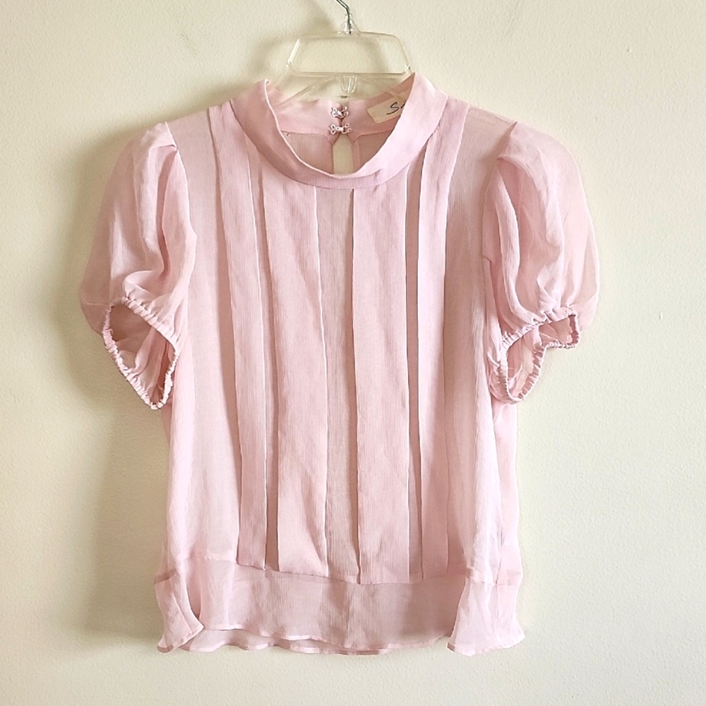 Snidel 100 Percent Silk Pink Women's Top Balletcore Coquette READ